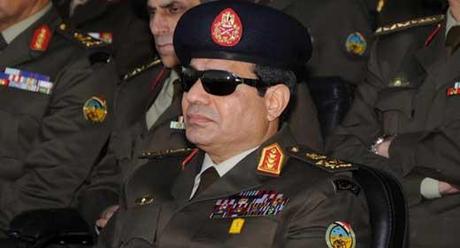 General—excuse me, Field Marshal—Abdul Fattah as-Sisi, dark glasses and all, the vital accessory of an Arab tyrant