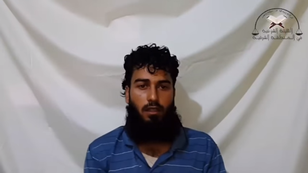 Sharif as-Safouri, a Free Syrian Army commander kidnapped by Jabhat an-Nusra and made to "confess" to receiving support, including weapons, from Israel in an August 2014 video.